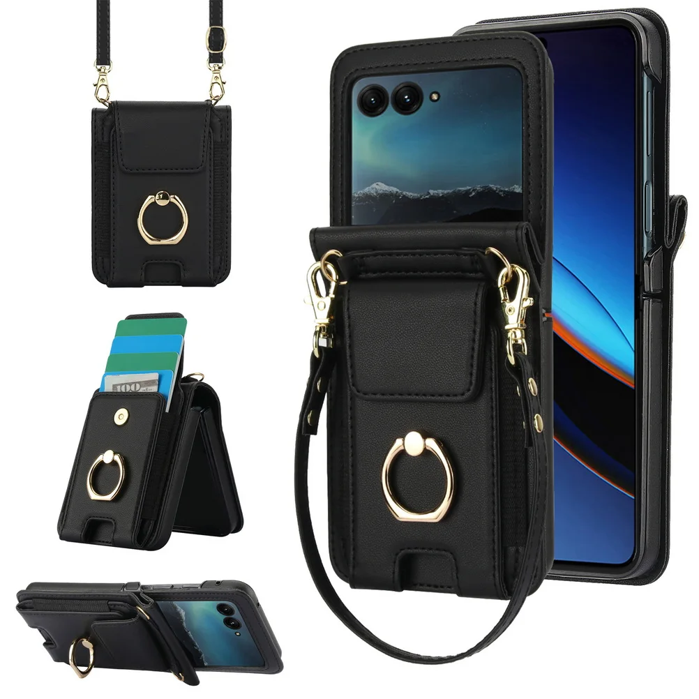 Elastic Card Holder Wallet with Buckle Ring and Lanyard Chain