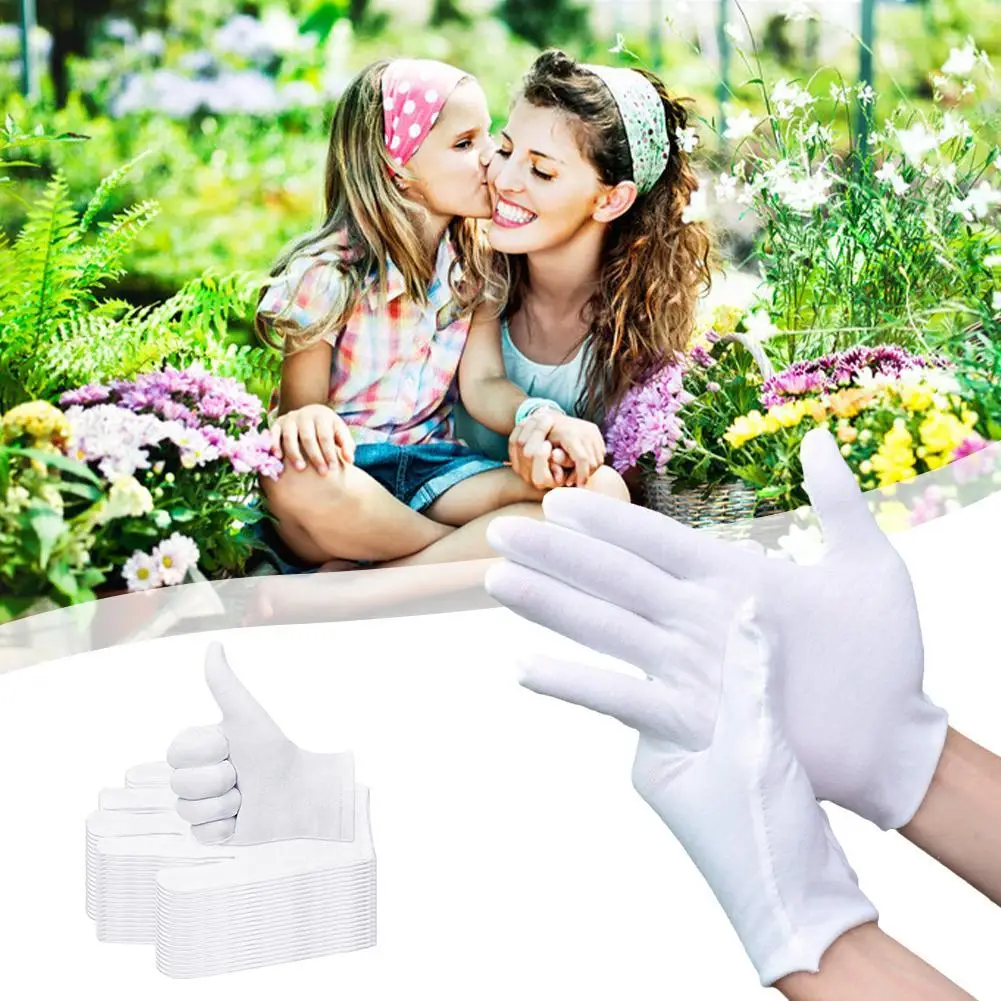 12 Pairs Cotton White Gloves General Purpose Moisturising Gloves Lining Size S-XL S4E1 2