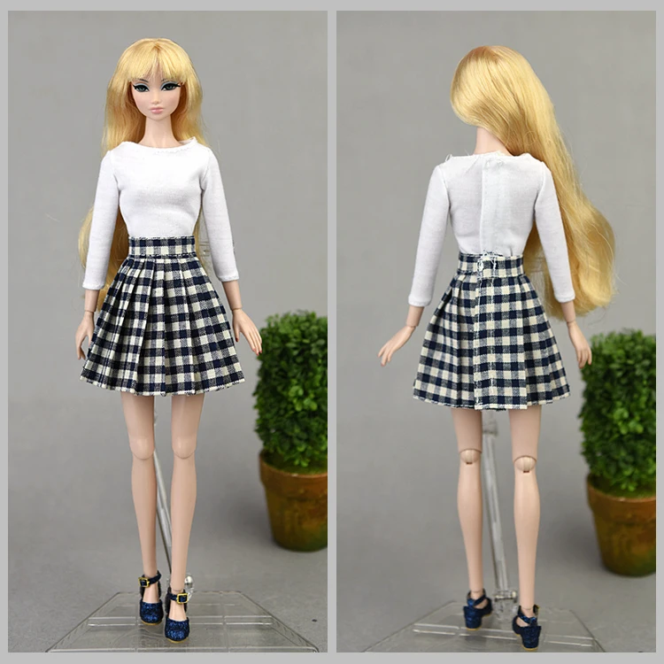 1/6 BJD doll dress / grid skirt Hoodie for 30cm barbie xinyi Fr2 blythe Soldier doll / clothes for fat doll 6