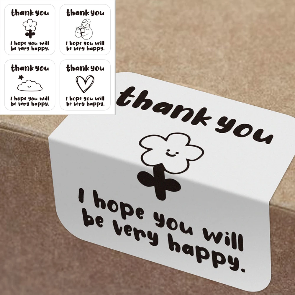 40-100pcs/pack Cute Square Stickers 4*4cm Self-adhesive Packaging Stickers for Small Business Gift Box Decorative Sealing Labels