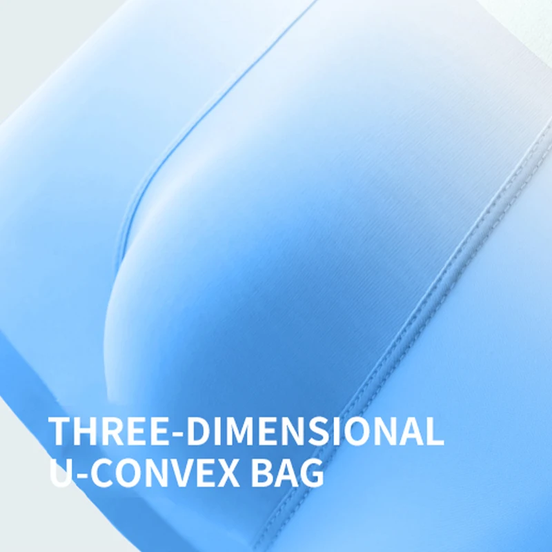 3Pcs Ice Silk Seamless Men Boxer Shorts Graphene Antibacterial Man Underwear Gradient Color Male Underpants Men's Panties