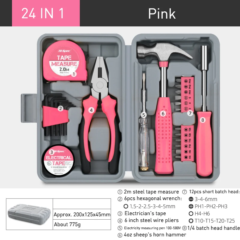 Tool Set Kit Box Pink For Women Ladies Girl Hand Tools Hammer Pliers  Screwdriver