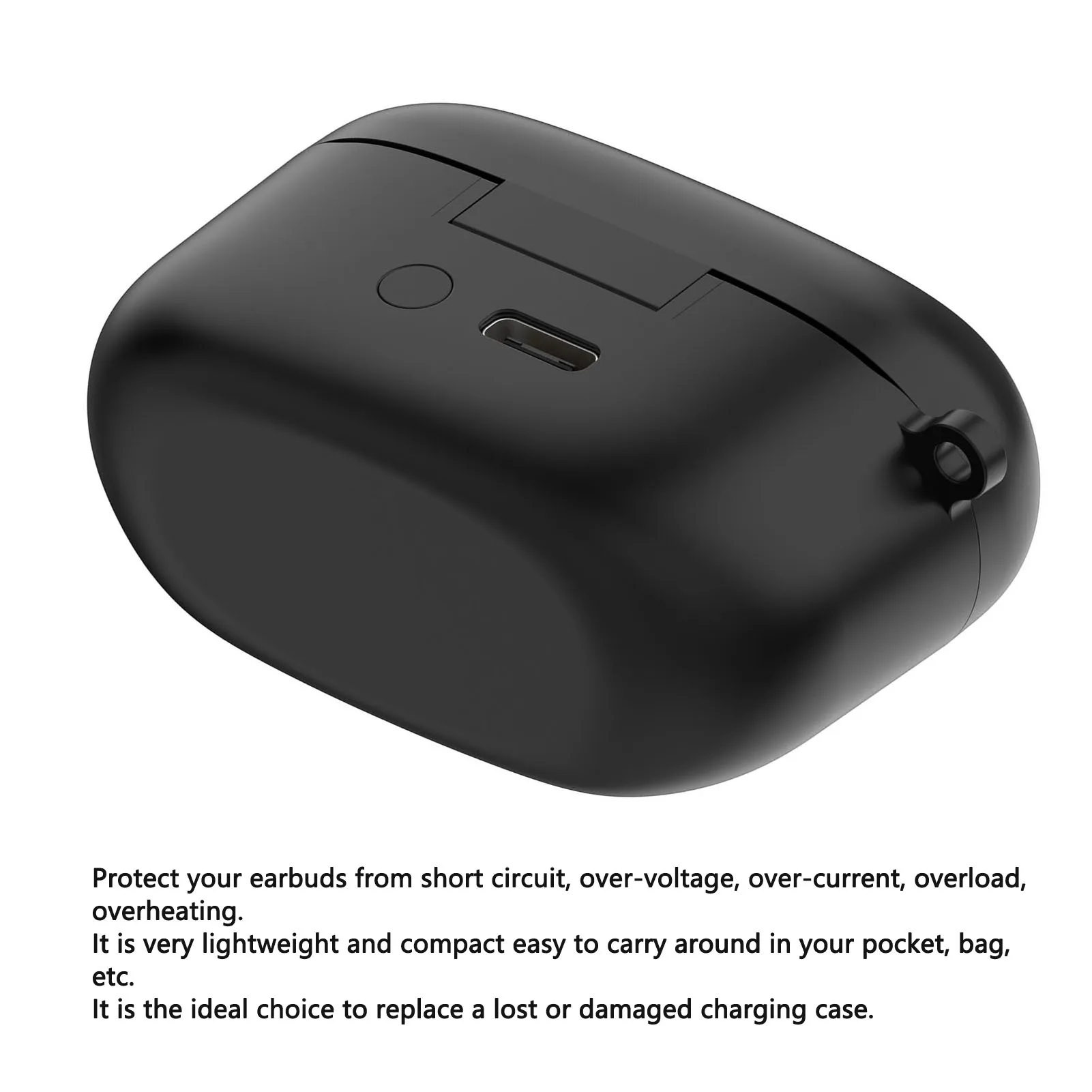 Wireless Noise-Canceling Earbuds Charging Case with 590mAh Battery and USB-C Cable