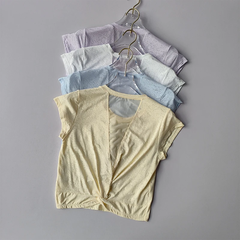 Short Breathable Beautiful Back Sports Top Women's Mesh Short Sleeved T-shirt Fitness Running Cover Up High-end Yoga Suit Summer