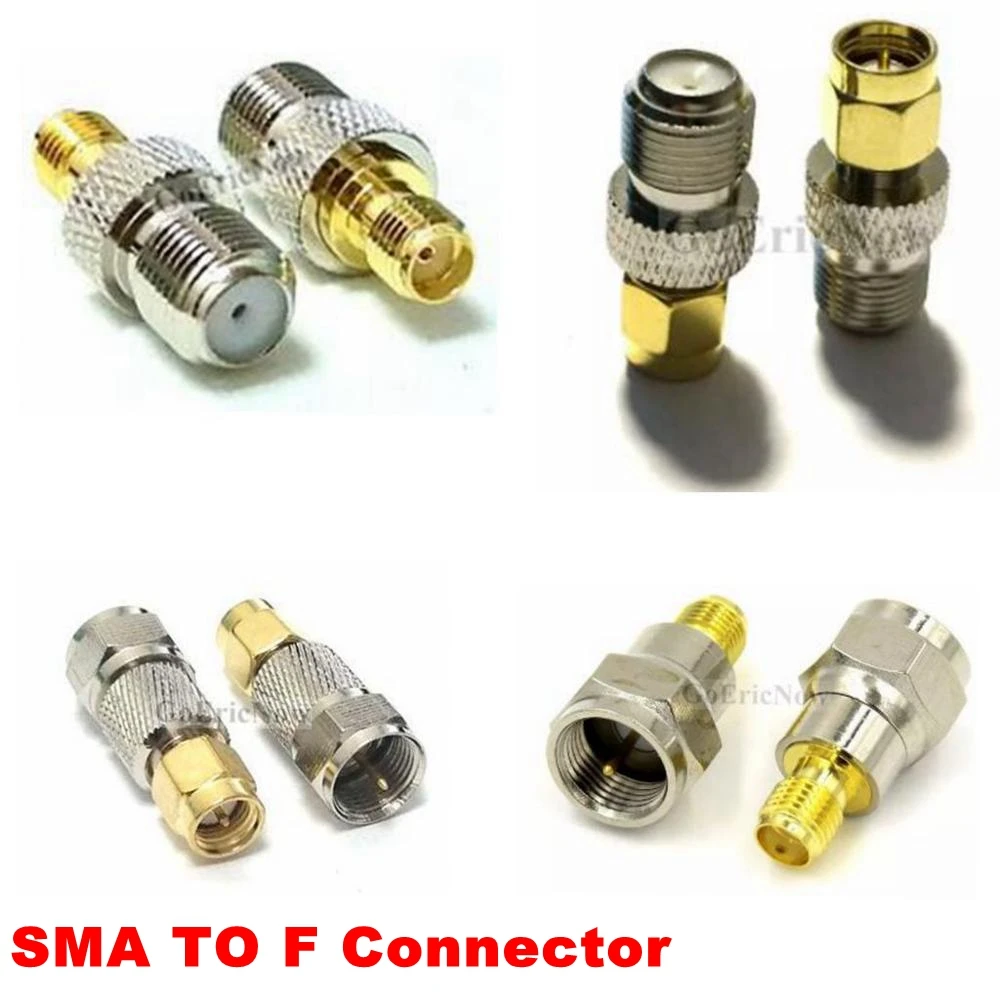 1pcs Connector Adapter F TV to SMA RP  Male Plug & Female jack RF Coaxial Converter Wire Terminal Brass Straight New