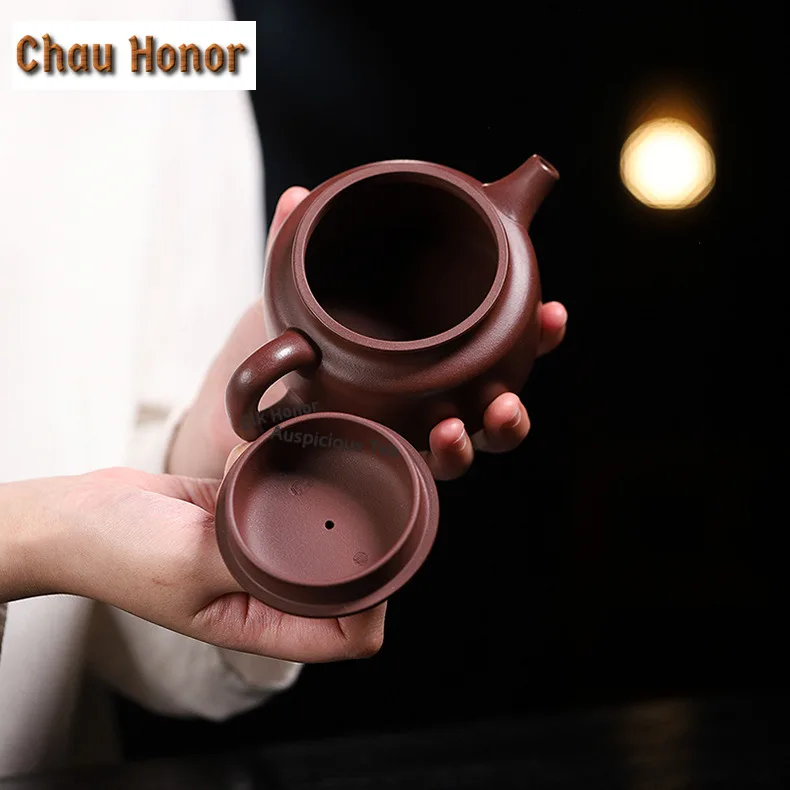 290ml High-end Yixing Purple Clay Teapots Handmade Dezhong Pot Raw Ore Mud Tea Maker Kettle With Strainer Zisha Tea Set Cha