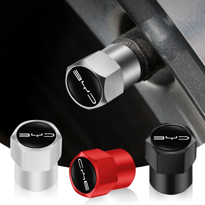 4 ชิ้นอลูมิเนียมรถล้อยางวาล์ว Caps Stem อุปกรณ์เสริมสําหรับ BYD Tang F3 E6 Atto หยวน Plus เพลง Max F0 G3 I3 Ea1 Dm 1