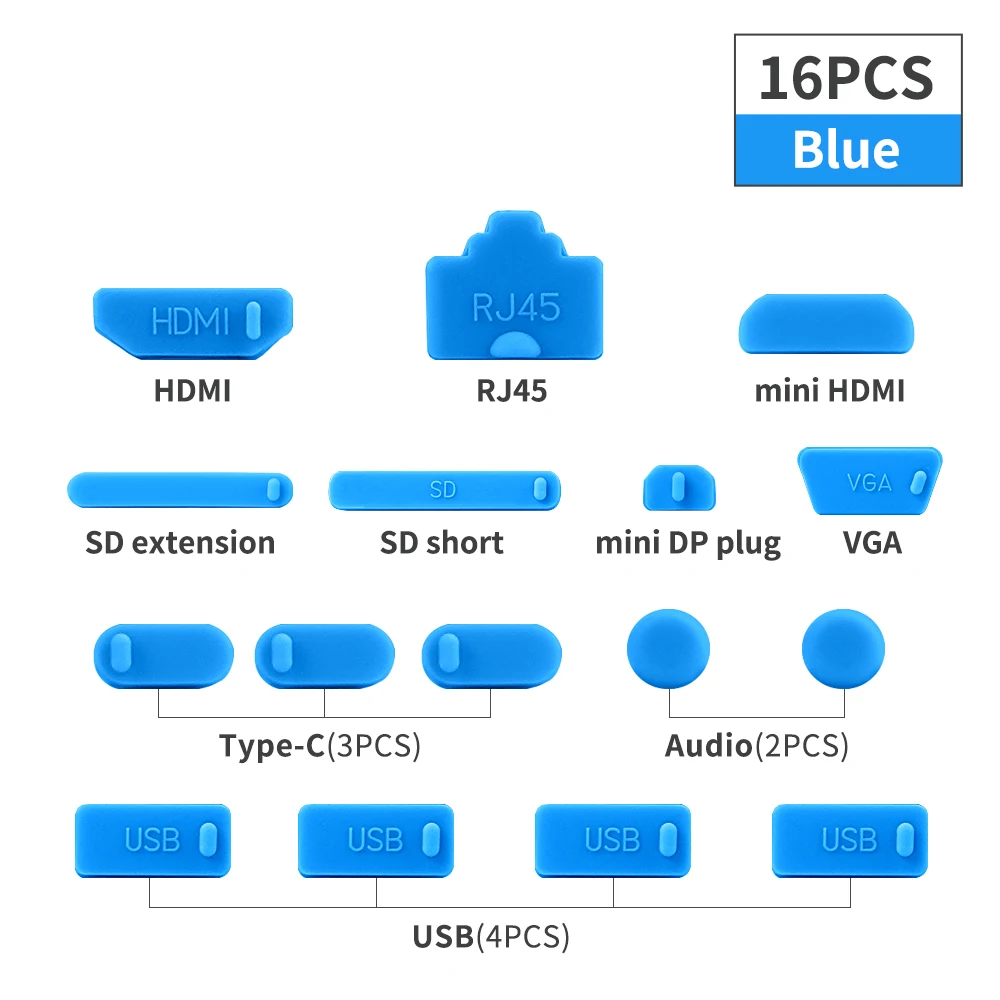 16PCS Blue