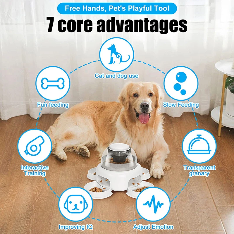 IQ-Boosting Interactive Dog Puzzle Feeder for Slow Dispensing and