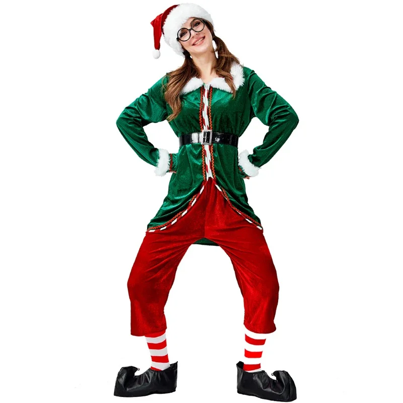 

Women Christmas Elf Costume For Adult Carnival Party Suit