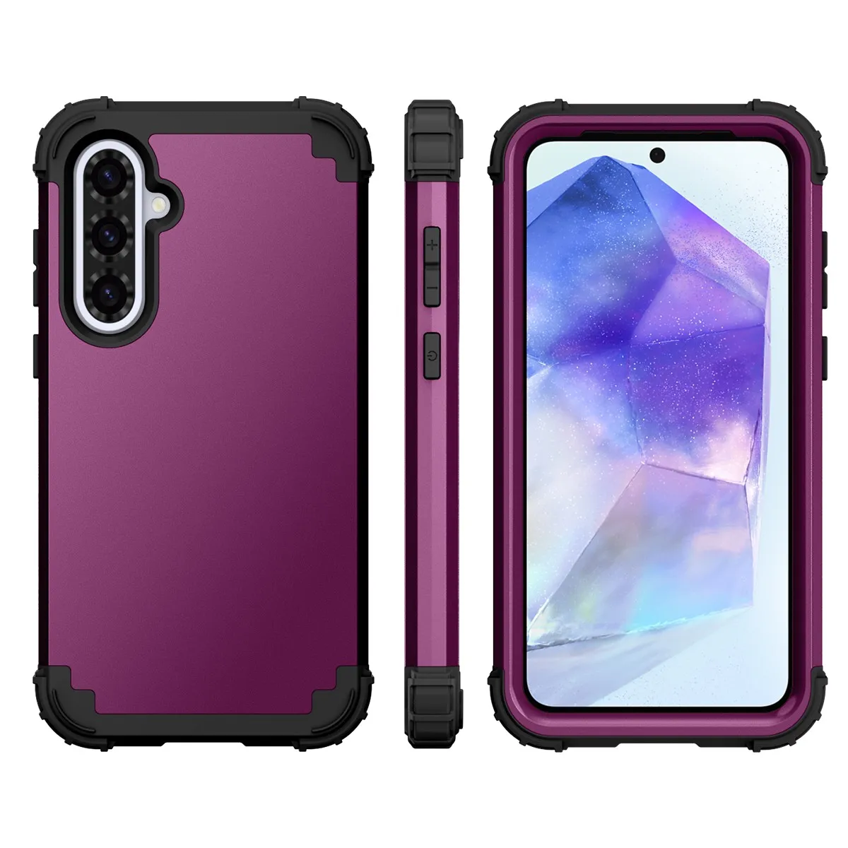 Heavy Duty 3-in-1 Rugged Shockproof Case with Soft Silicone and Hard Plastic Protective Cover
