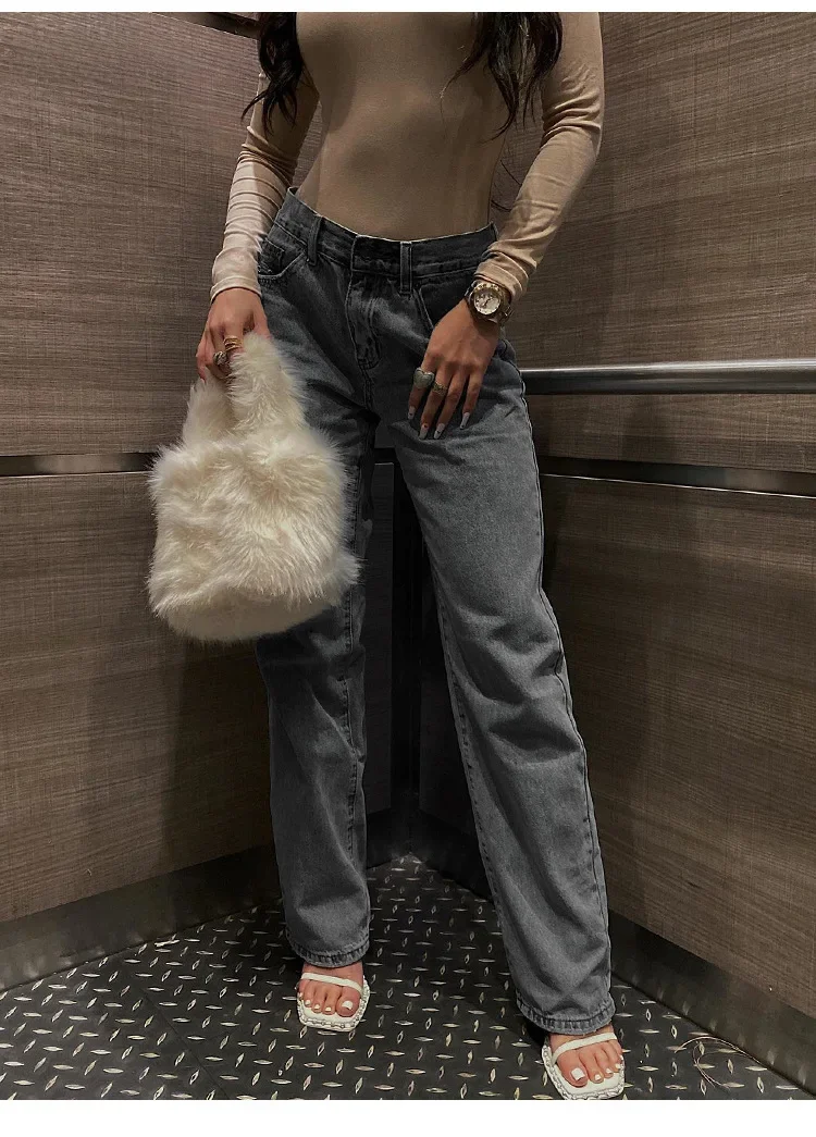 High-waisted Ripped Slims Jeans Women's Denim Trousers Smooths Your Silhouette European American Imported Quality