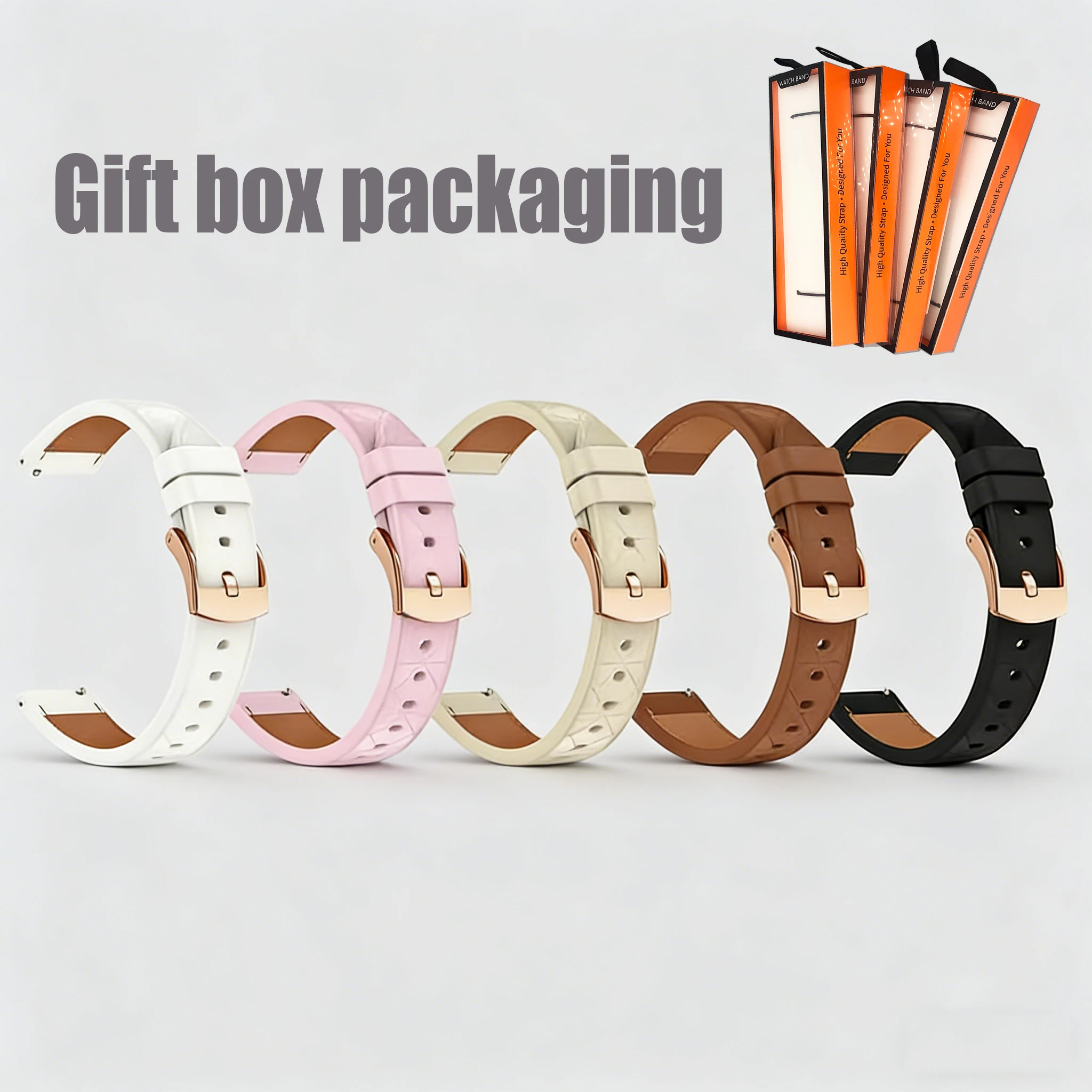 Premium PU Leather Smart Watch Strap Wristband, 18-20mm