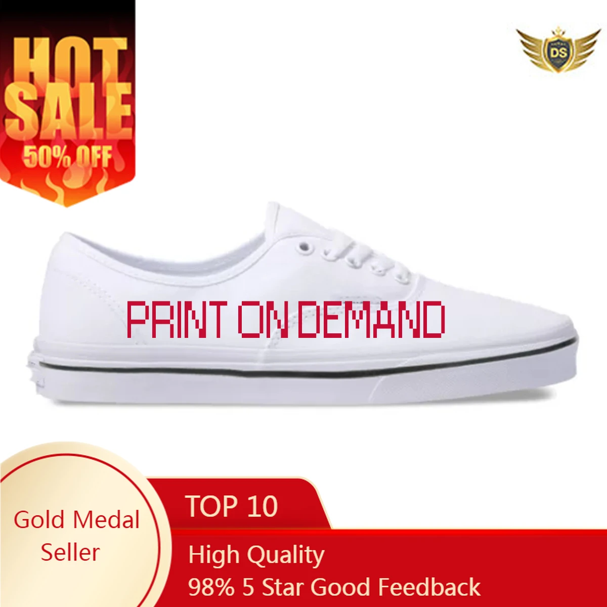 Custom Shoes Unisex Classic Shoes Fashion Lace-Up Casual Canvas Sneakers For Women Customized Logo/Text Print On Demand
