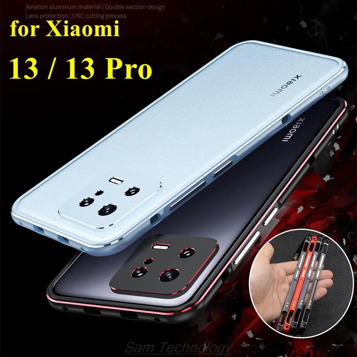 

Металлический чехол для телефона Xiaomi 13 роскошный Ультратонкий алюминиевый бампер для Xiaomi 13 Pro + 2 пленки (1 передняя + 1 задняя)