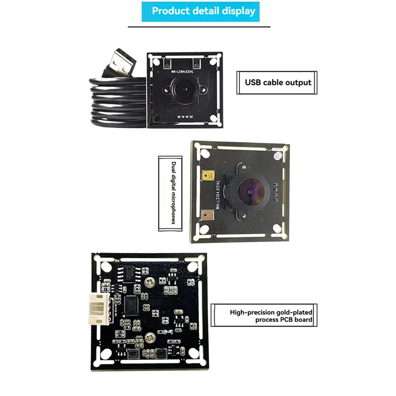 L06A-130 ° 광각 2MP HD USB 카메라 모듈, 듀얼 마이크, 60FPS, 고급 제품 비전을 위한 플러그 앤 플레이