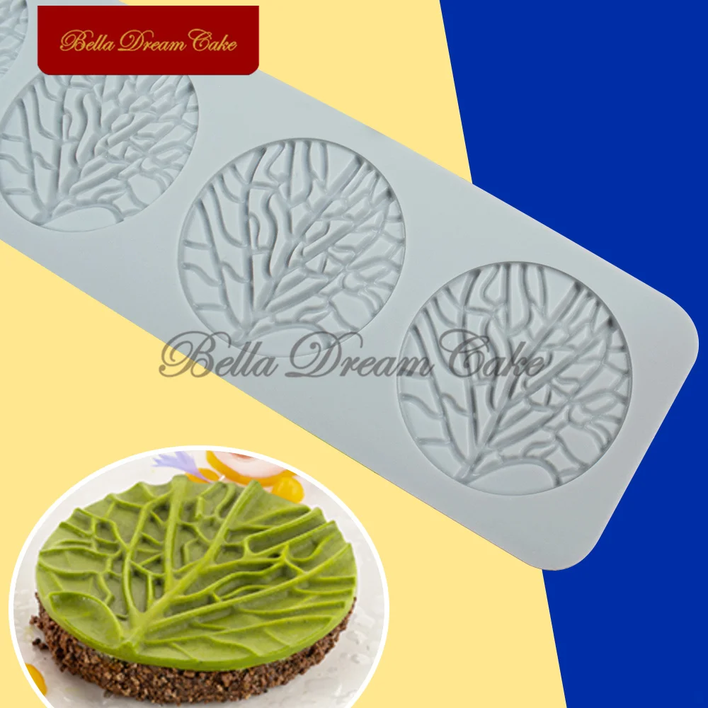 3D Round Leaf Vein Lace Mat Creative Cuisine Silicone Pad DIY Chocolate Dessert Mould Cake Decorating Tools Baking Accessories images - 6