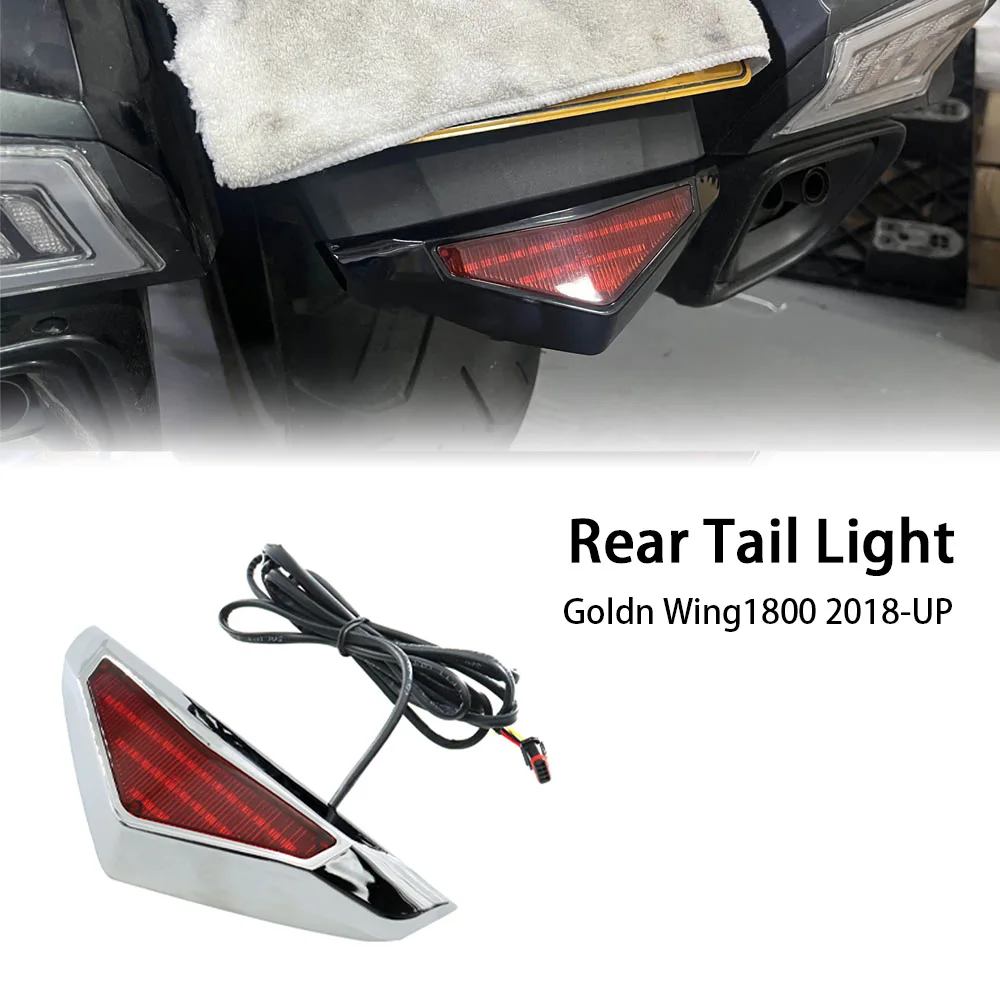 

For Honda Goldwing GL 1800 F6B 2018-2024 2022 2023 Motorcycle Accessories Rear Fender Tail Lights Trim LED Lamp Black Chrome