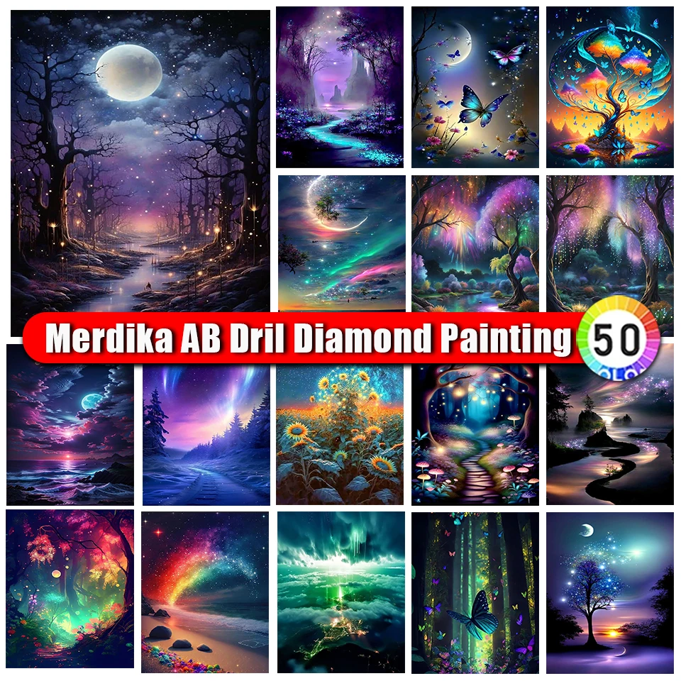 

Алмазная живопись на молнии AB с рисунком пейзажа деревьев 5d полная квадратная круглая Алмазная вышивка Пейзаж Вышивка крестиком настенное искусство Новинка 2024