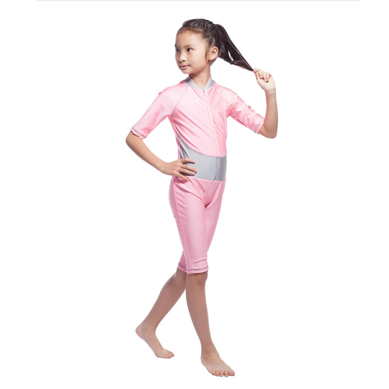 2-15Year Girls Bodysuits for Kids Swimming Diving Sports Suit Islamic Dubai ArabicTurkey One Piece Swimwear Elastic Skin Clothes