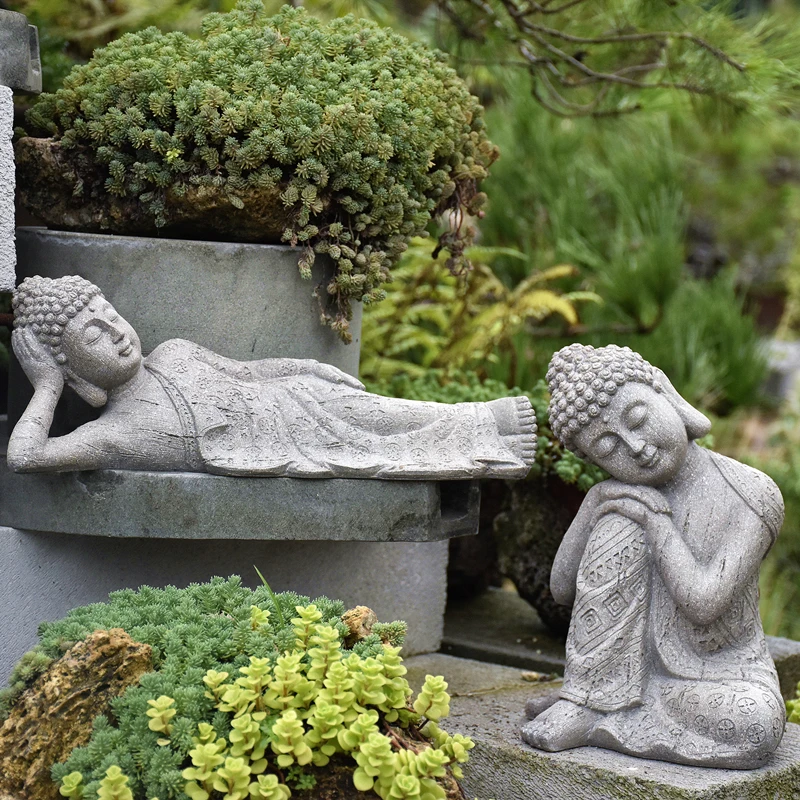 

Pastoral Zen Buddha Statue Resin Ornaments Courtyard Villa Balcony Figurines Decoration Outdoor Garden Landscape Sculpture Craft