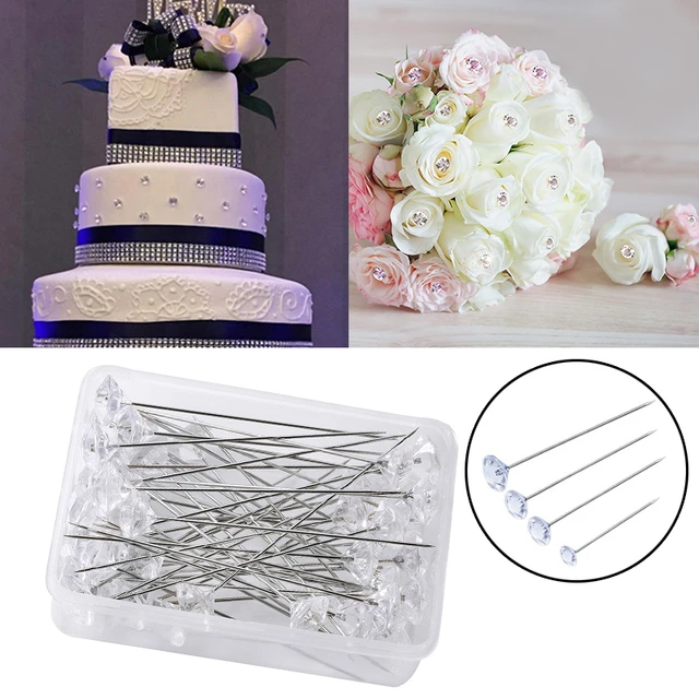 50Pcs/Box Bouquet Pins Corsages Pins Flower Diamond Pins Floral Rhinestones  Straight Pins for DIY Craft Jewelry Wedding Decor - AliExpress