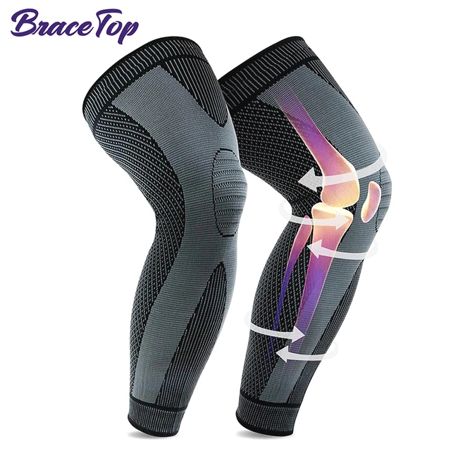 Fashion Anti-slip Elasticity Long Knee Protector Brace Leg Sleeve Calf Knee  Support Brace Protector Full Leg Warm Sport Kneepads