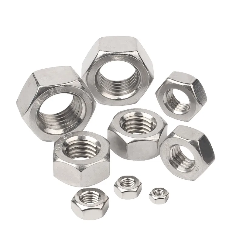 Hexagon Nuts A2 304 Stainless Steel for M1 M1.2 M1.4 M1.6 M2 M2.5 M3 M4 M5 M6 M8 M10 M12 M16 M20 M24 1/50/100pcs