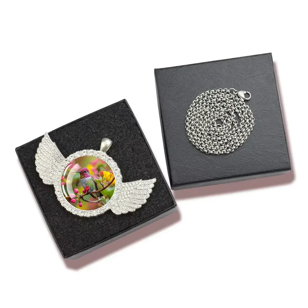 Benutzer definierte Anhänger Halskette DIY anpassen Bild Foto Logo Engel Flügel Strass Glas Kuppel Anhänger Hip Hop Rock Schmuck Geschenk 1pc – Detail 11