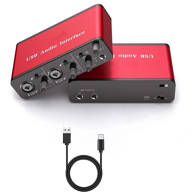 

HOT-USB Audio Interface 24Bit/96Khz For Recording Podcasting And Streaming Ultra-Low Latency Plug And Play Audio Interface