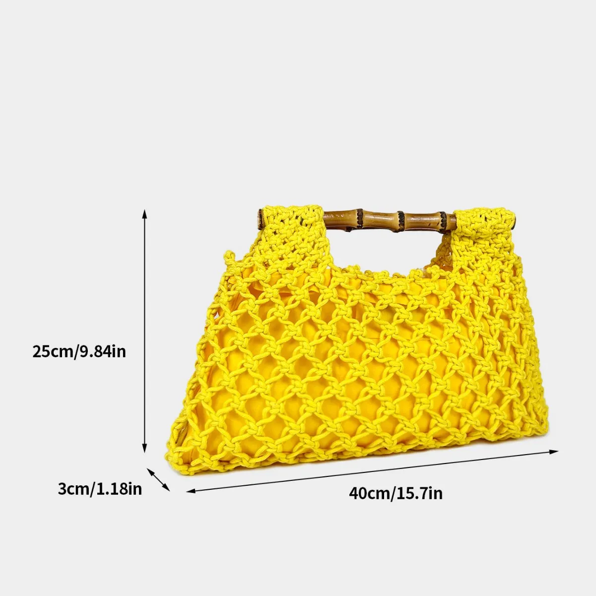 Simple Daily Cotton Thread Mesh Handbag Hollow Woven Ladies Single Shoulder Bag Neutral Minimalist Style round Shape Handbag