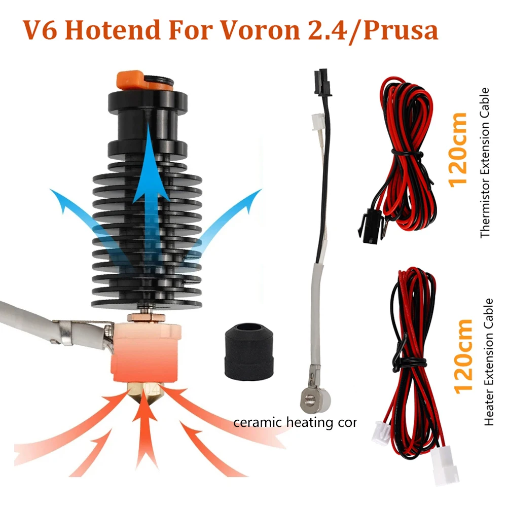 

24V E3D V6 Hotend For DDE DDB Voron 2.4 Prusa Extruder Ender 3 CR10 MK3S 3D Printer J-head Ceramic Heating Core Print Head