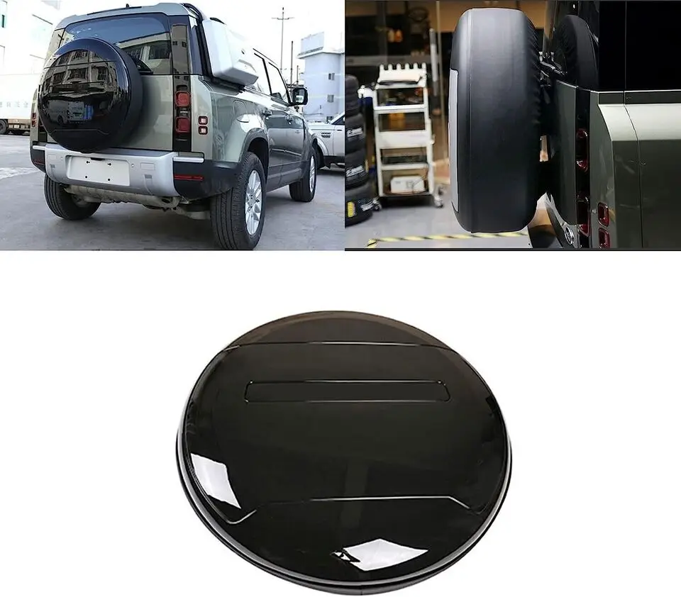 

Black Spare Tyre Tire Wheel Cover for LR Defender 90 110 130 2020-2023 2024