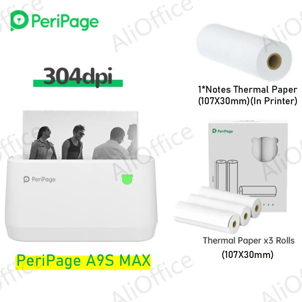 Peripage A9s Max 4" Mini Portable Thermal Printer Bluetooth Mini Photo Receipt Thermal Sticker Label 107mm Printer canon ivy mini photo printer Printers