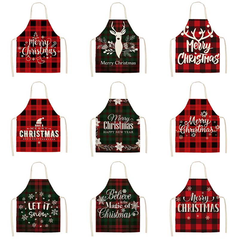 

Christmas Apron Linen Home Dirty Resistant Sleeveless Apron Kitchen Cooking Tablier 2023 New Year Christmas Gifts Festival Decor