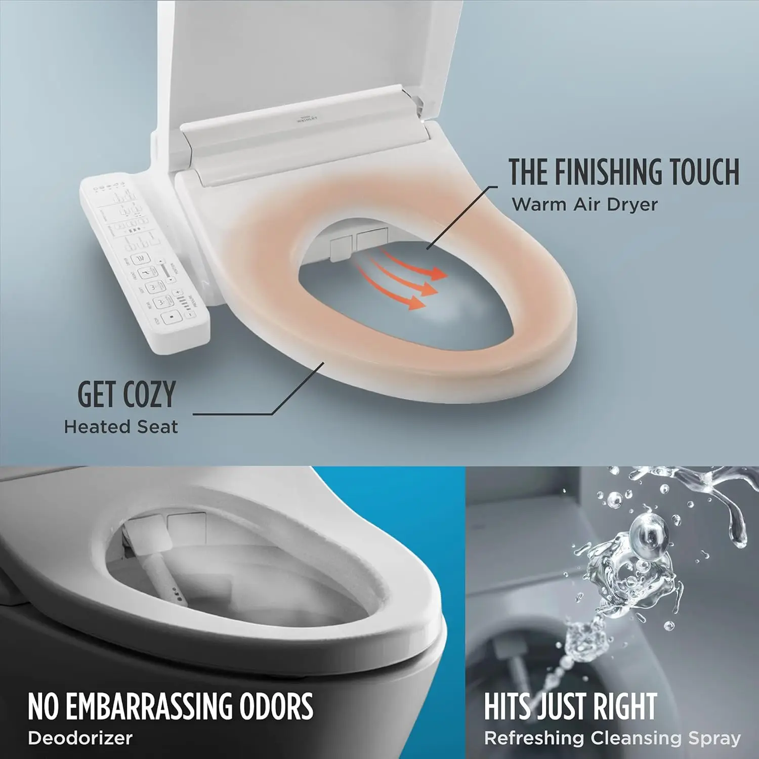WASHLET C2 Electronic Bidet Toilet Seat with PREMIST and EWATER+ Wand Cleaning, Elongated, Cotton White 2