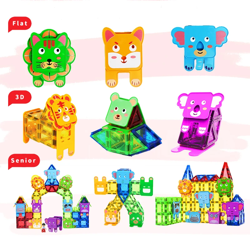 Romboss Animal Magnetic Building Blocks Set for Kids Magnetic Construction Tile Montessori Educational Toy Christmas Gift