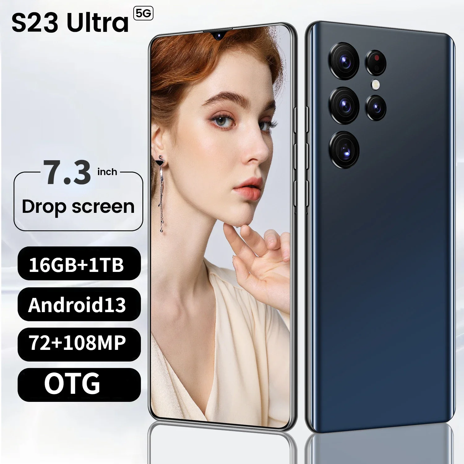 

Оригинальный смартфон S23Ultra с Полноразмерным экраном 108 HD, 16 ГБ + 1 ТБ, 72 + Мп, Android 13, Celulare, две Sim-карты, распознавание лица, разблокирован, телефон с искусственной строкой
