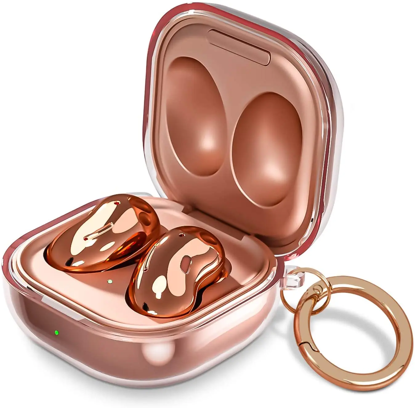 Per Samsung Galaxy Buds 2(2021)/Galaxy Buds Pro Case/Galaxy Buds Live Case Fashion 3D Protector Cover Con Portachiavi Ad Anello-Trasparente