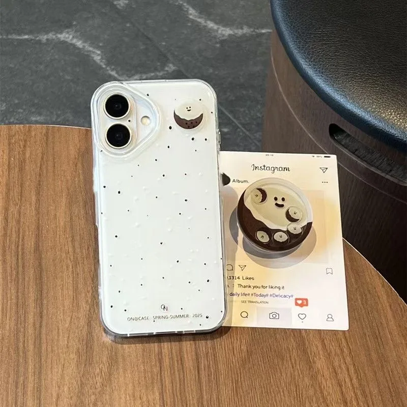 Shakeable Coconut Girl Grip Tok Holder White Acrylic Phone Case