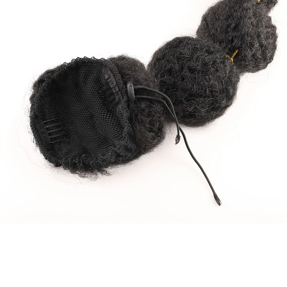 Synthetic Ponytail Hair Extension Black Women Lantern Bubble Drawstring False Pigtail Afro Puff Kinky Horse Tail Hairpiece