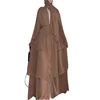 2024 summer new fashion patchwork three-layer chiffon flared sleeves flowing cardigan dress robe 3