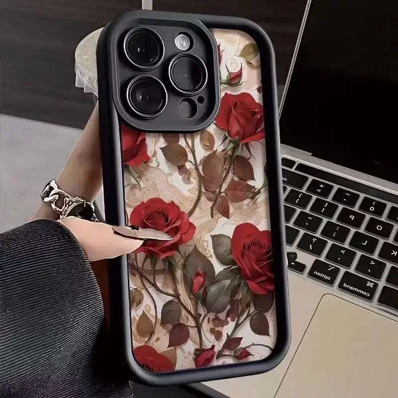 Elegant Floral Shockproof Phone Case - Soft and Fashionable Design