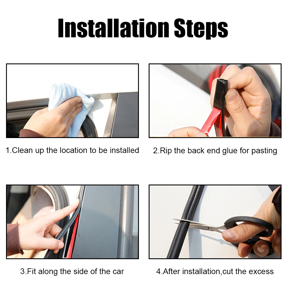 Car Door Edge Protection Weatherstrip Sealant Guards - B Pillar Rubber Insulator Strips