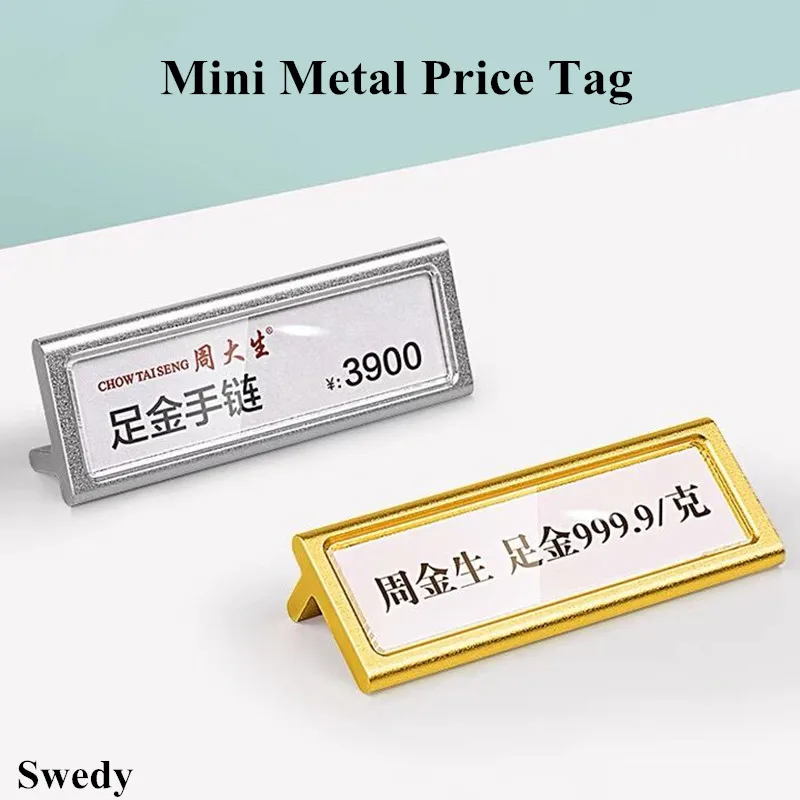 

20x60mm Mini Metal Price Label Paper Card Tag Small Supermarket Jewelry Watch Price Cube Tags Sign Holder Display Stand