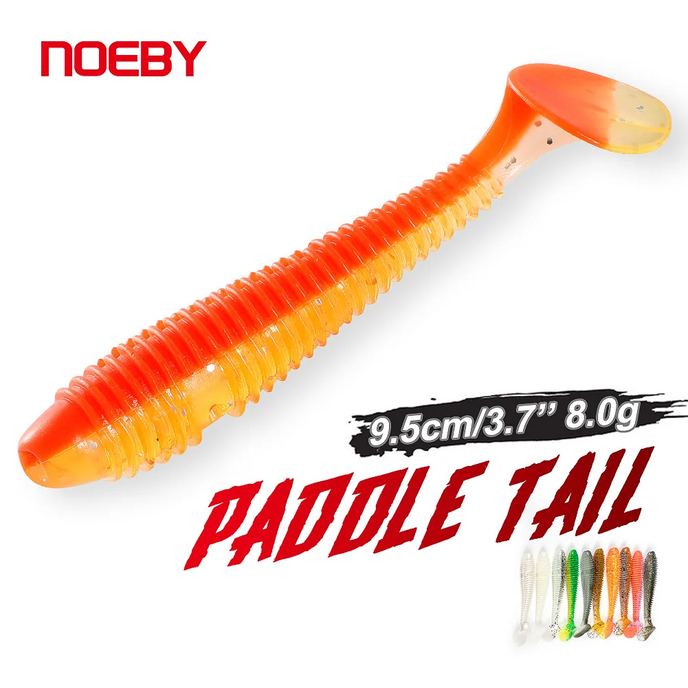Noeby Weichen Angeln Lockt 9,5 cm 8g Paddel Schwanz Künstliche Weichen Köder Schaukel Wurm Swimbait Wobbler für Bass Silikon angeln Köder