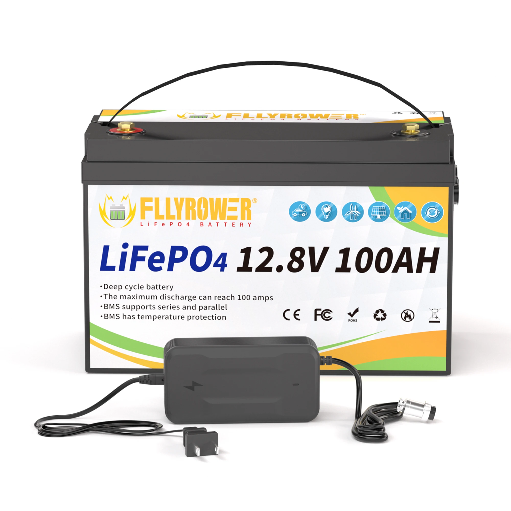 FLYPOWER 12/24V 100Ah 200Ah 300ah LiFePO4リン酸鉄リチウム