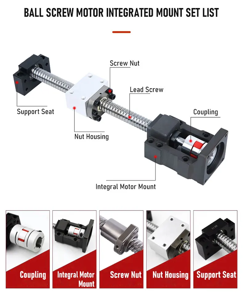 Kugelumlaufspindel SFA2505/2510/2525 L=150mm-1150mm+BF20+HM20-80/86/110/130 Gusseisen+Pflaumenkupplung XB40*65+DSG25H – Detail 3