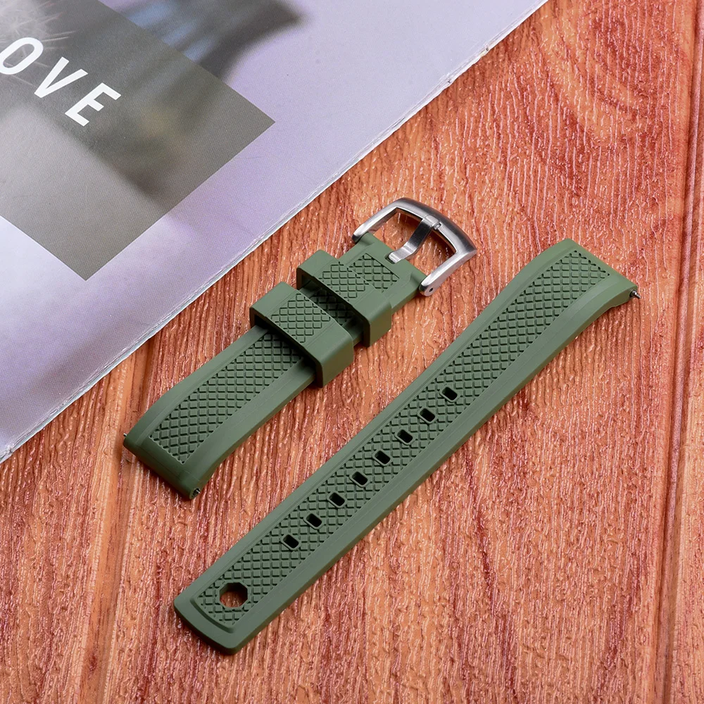 TONJETT Qualität Vulkanisiertes FKM Fluorkautschuk Uhrenarmband 20mm 22mm Slide Keeper Ring mit Schnellverschluss-Armband Sportarmband – Detail 1