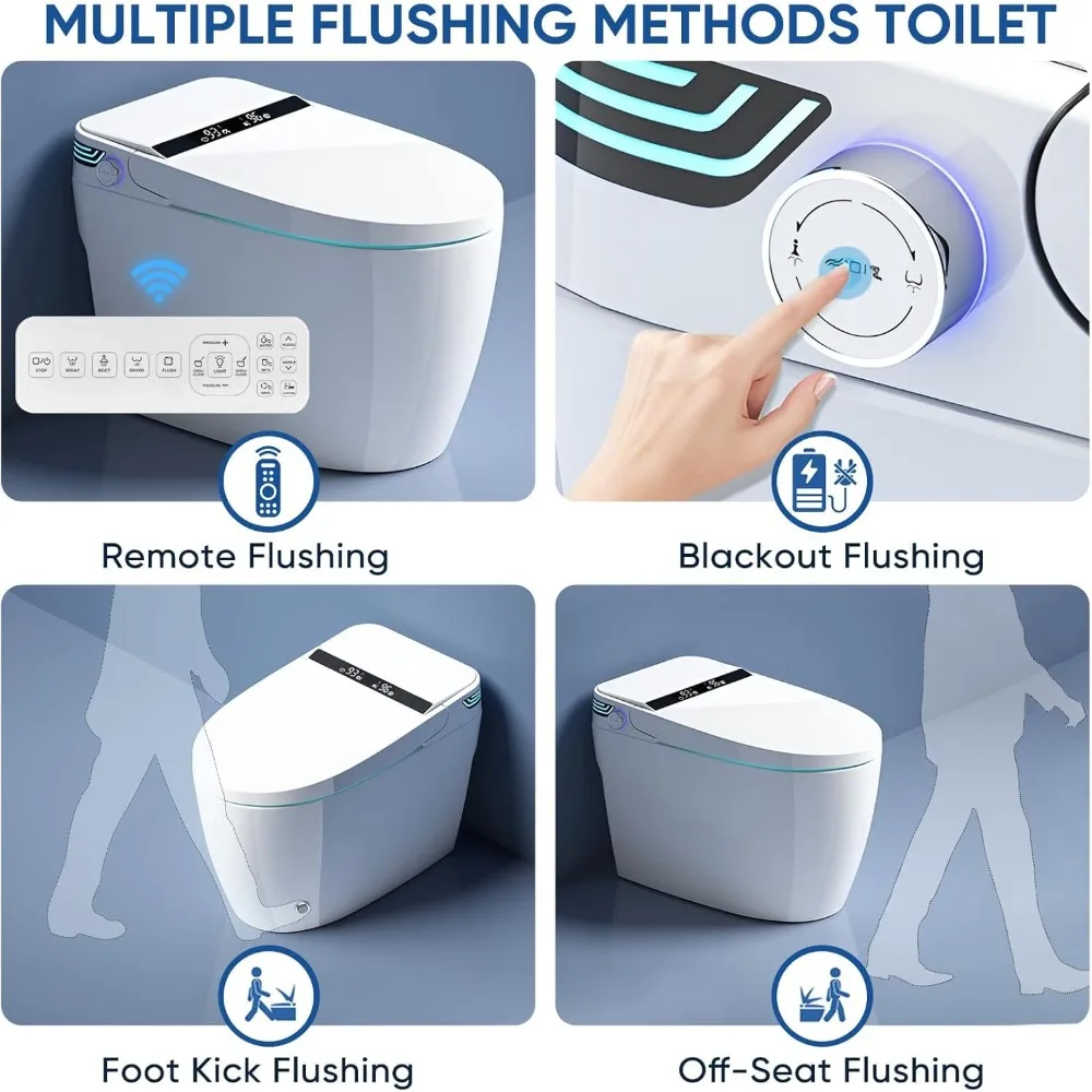 Smart Toilet, Elongated One Piece Bidet Toilet with Bidet Built in, Tankless Smart Bidet Toilet with Auto Open Close,Foot Sensor 2